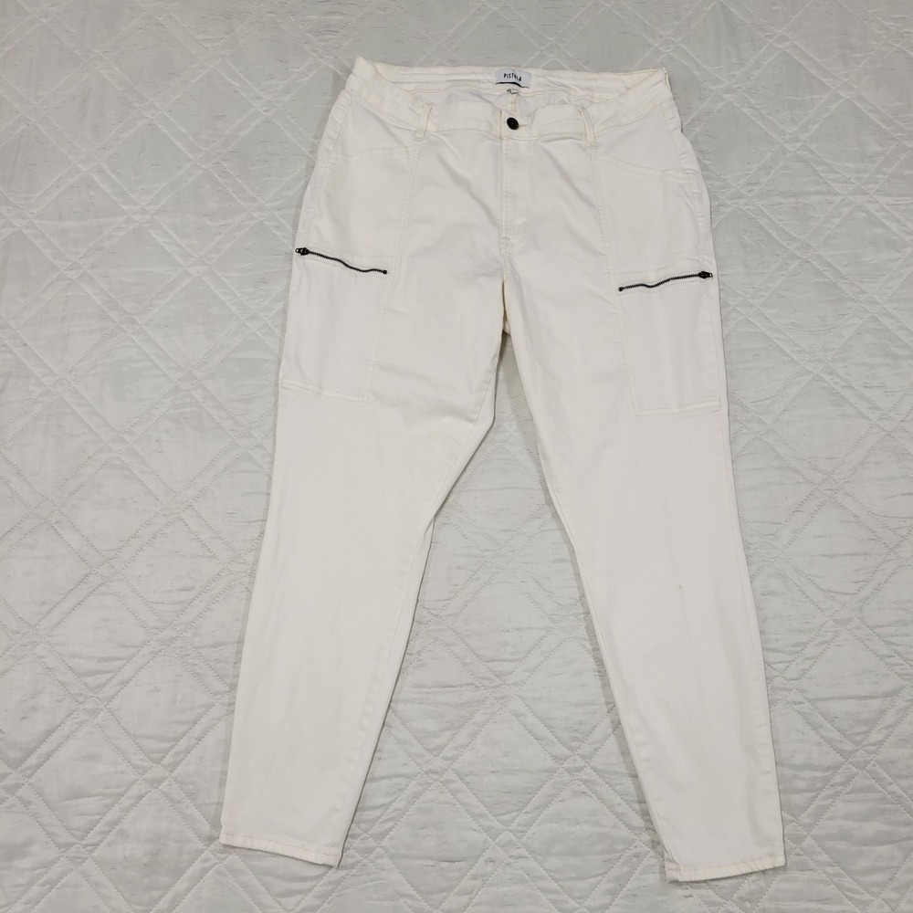Pistola Womens Size 33 White Denim Zipper skinny jeans - Picture 1 of 5